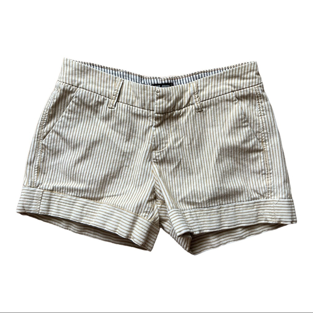 Dear John Women's Shorts Stretch Kiwi Striped Pockets Mid Rise Size 28